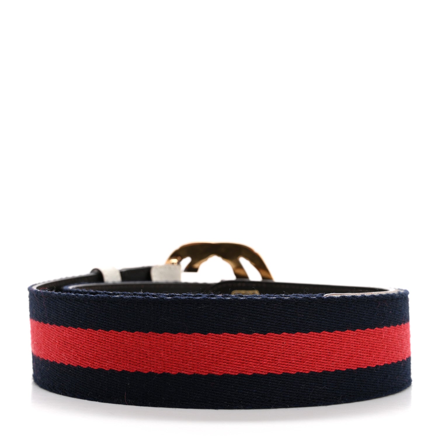 Gucci Nylon Calfskin Bamboo Interlocking G Web Belt 85 34 Navy Red White 2 of 8