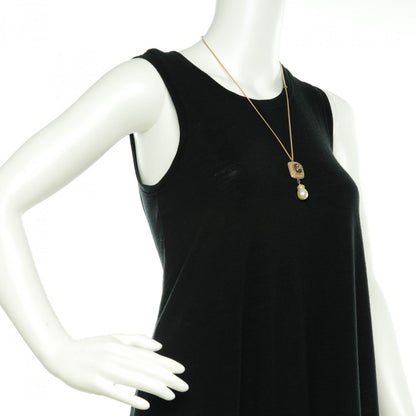 Chanel Enamel Pearl CC Necklace Pendant Light Gold 2 of 4