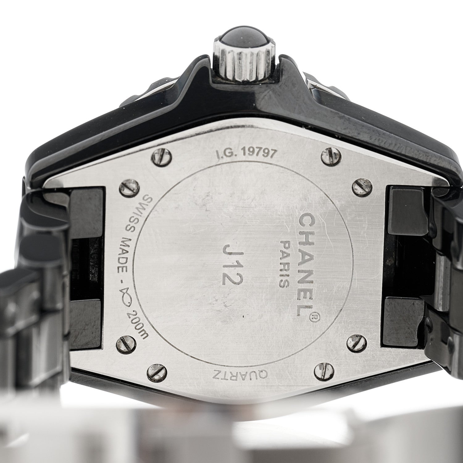 Chanel Stainless Steel Ceramic Diamond Pave Bezel 33mm J12 Quartz Watch Black 3 of 3