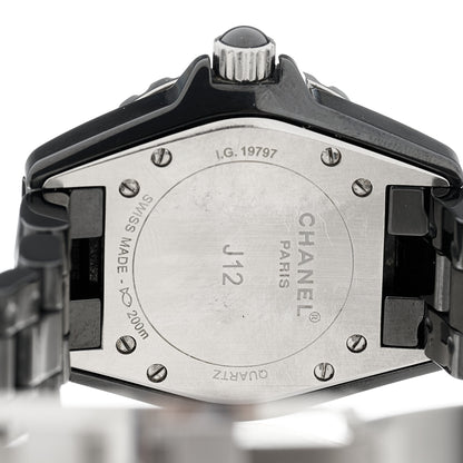 Chanel Stainless Steel Ceramic Diamond Pave Bezel 33mm J12 Quartz Watch Black 3 of 3