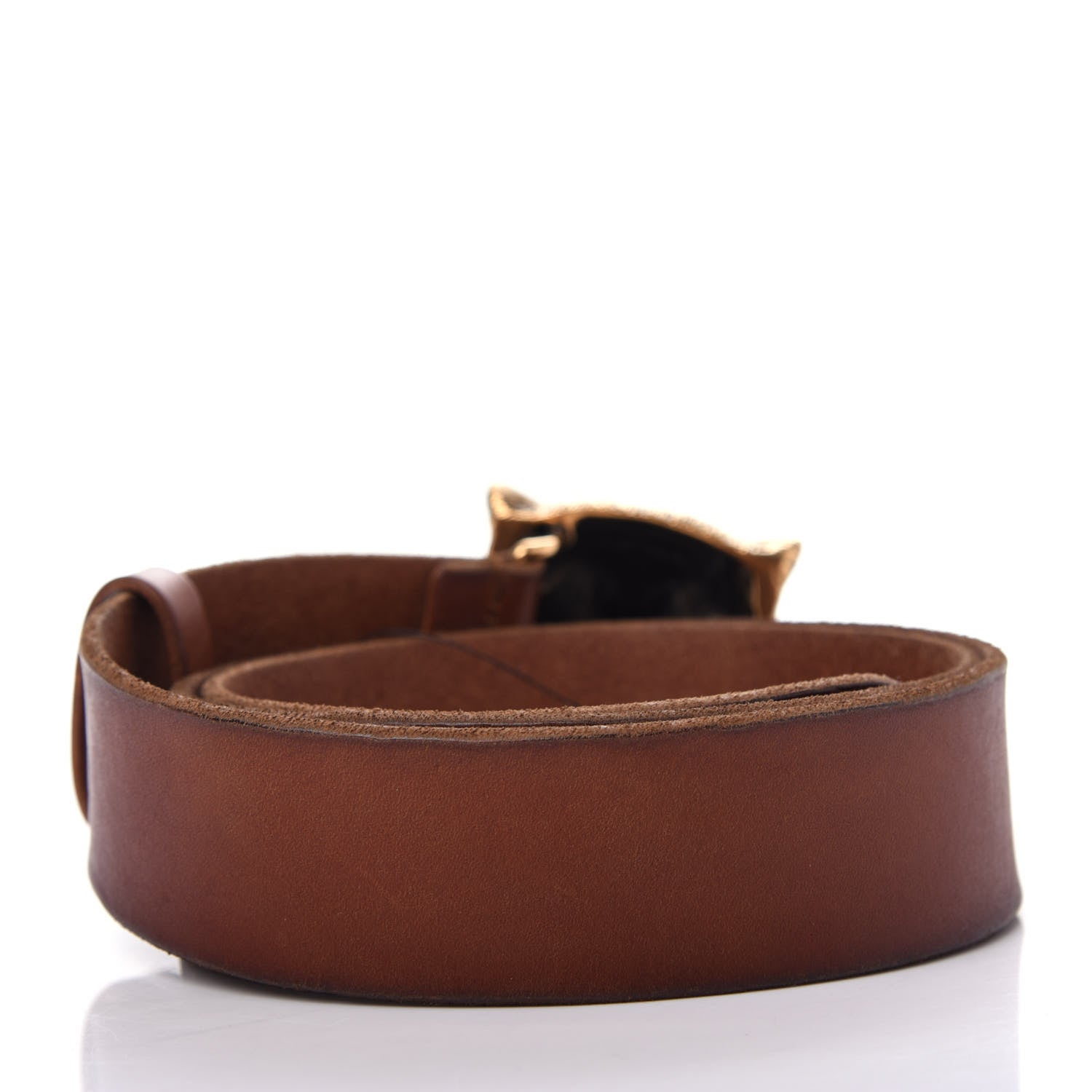 Gucci Calfskin Brass Feline Buckle Belt 90 36 Toscano 2 of 5