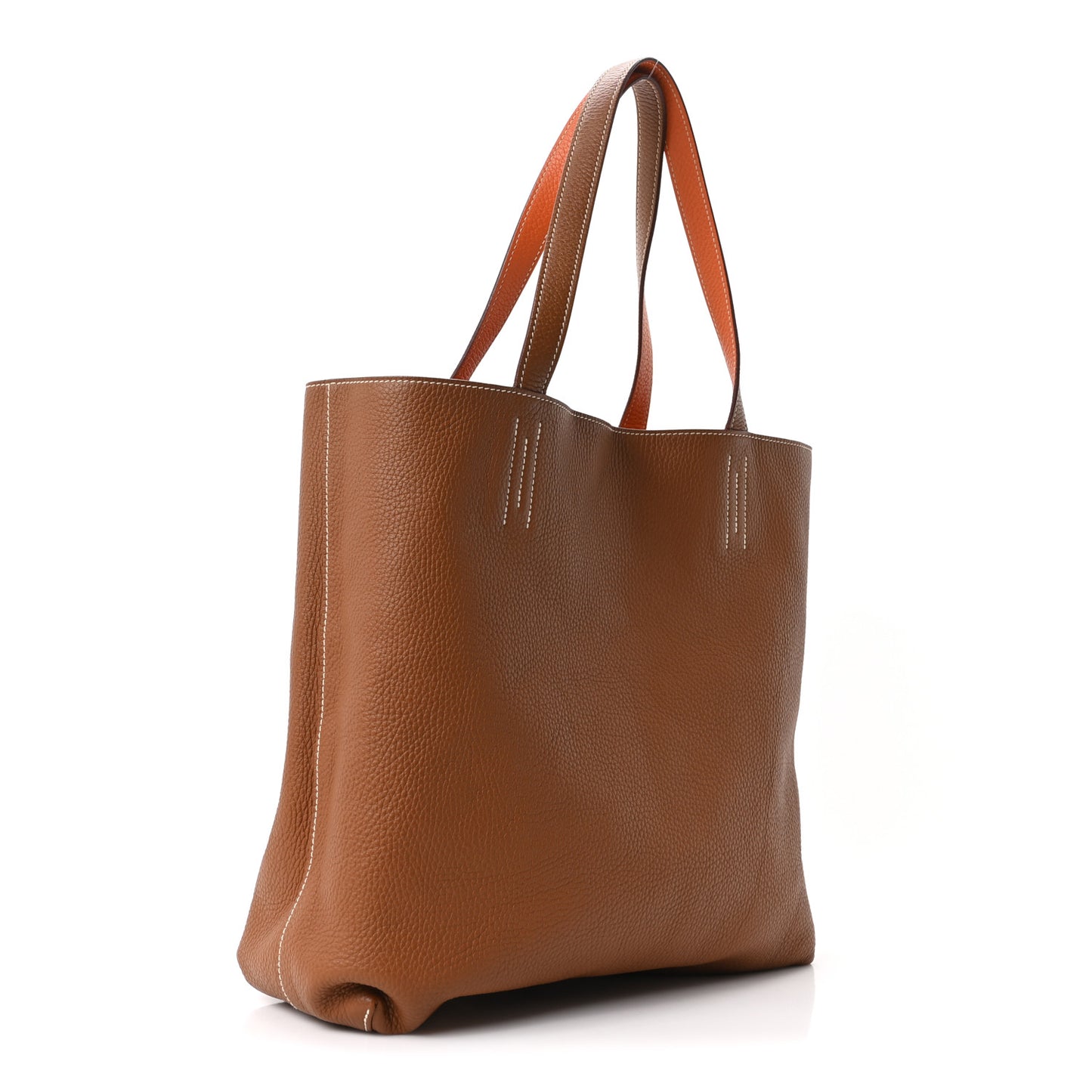 Taurillon Clemence Double Sens 45 Reversible Tote Orange Gold