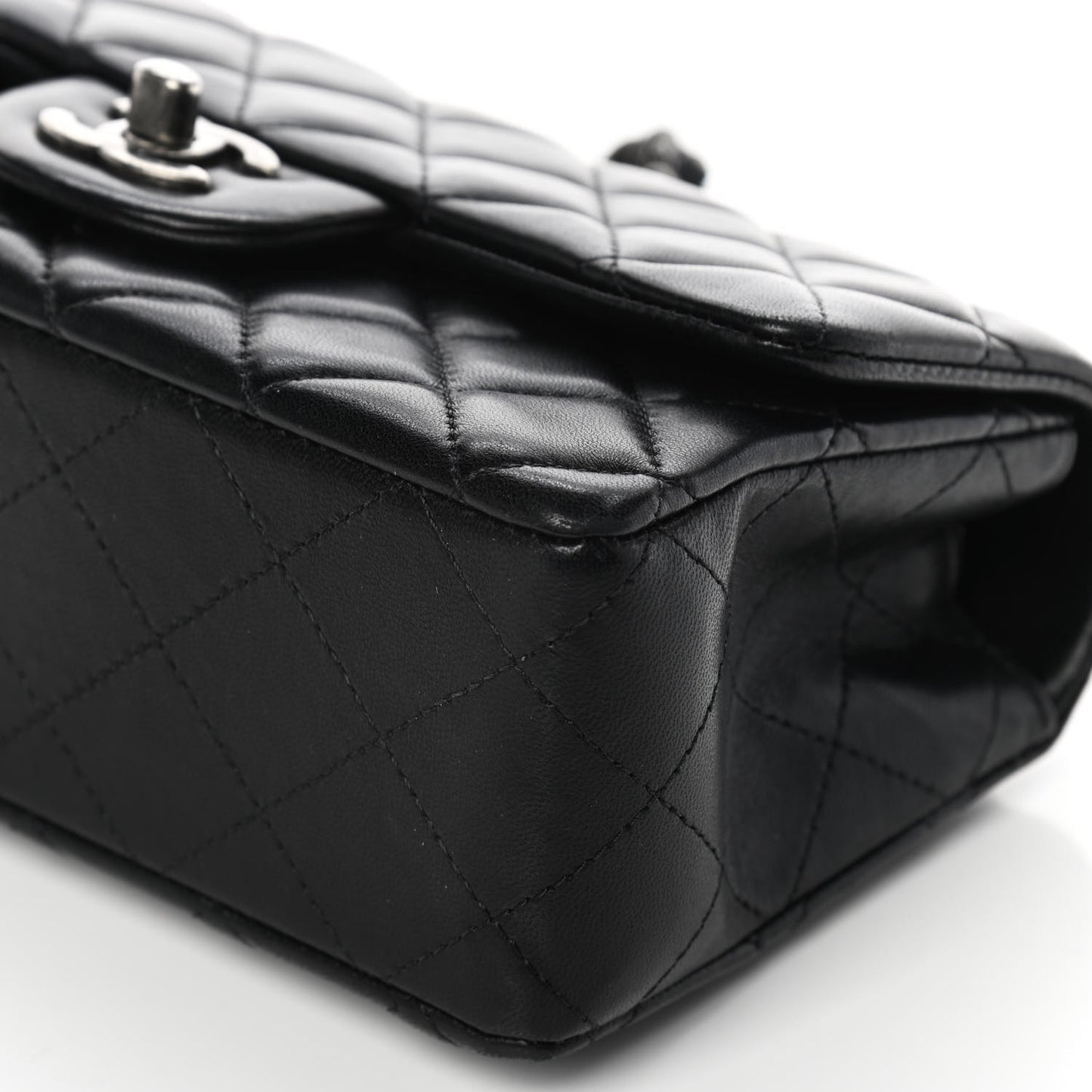 Lambskin Quilted Mini Rectangular Flap Black