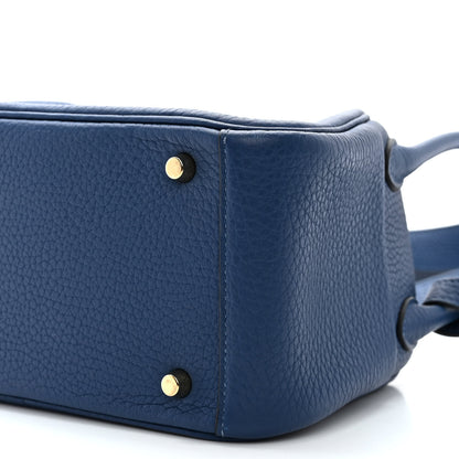 Hermes Taurillon Clemence Mini Lindy 20 Deep Bleu 10 of 13