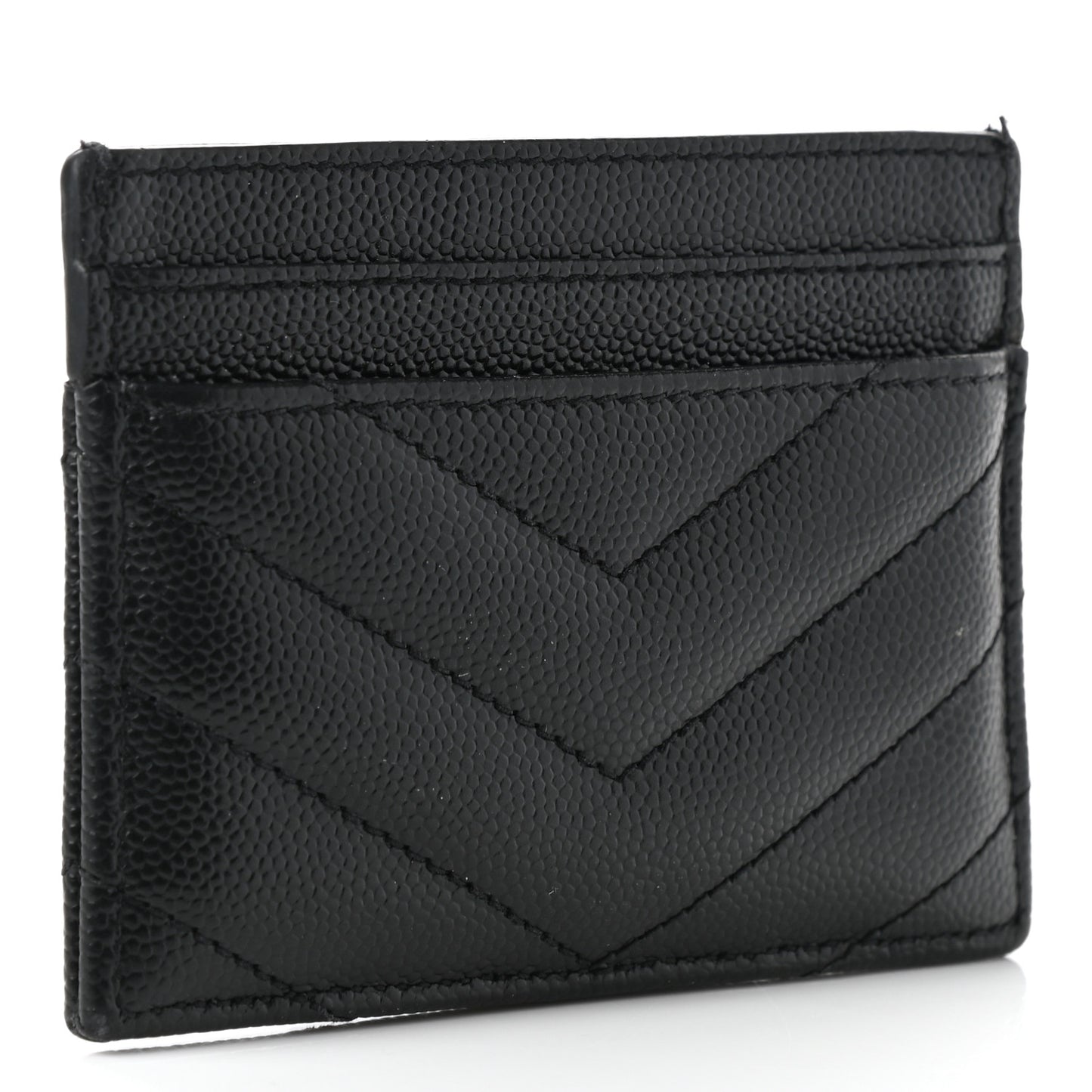 Grain De Poudre Matelasse Chevron Monogram Credit Card Case Black