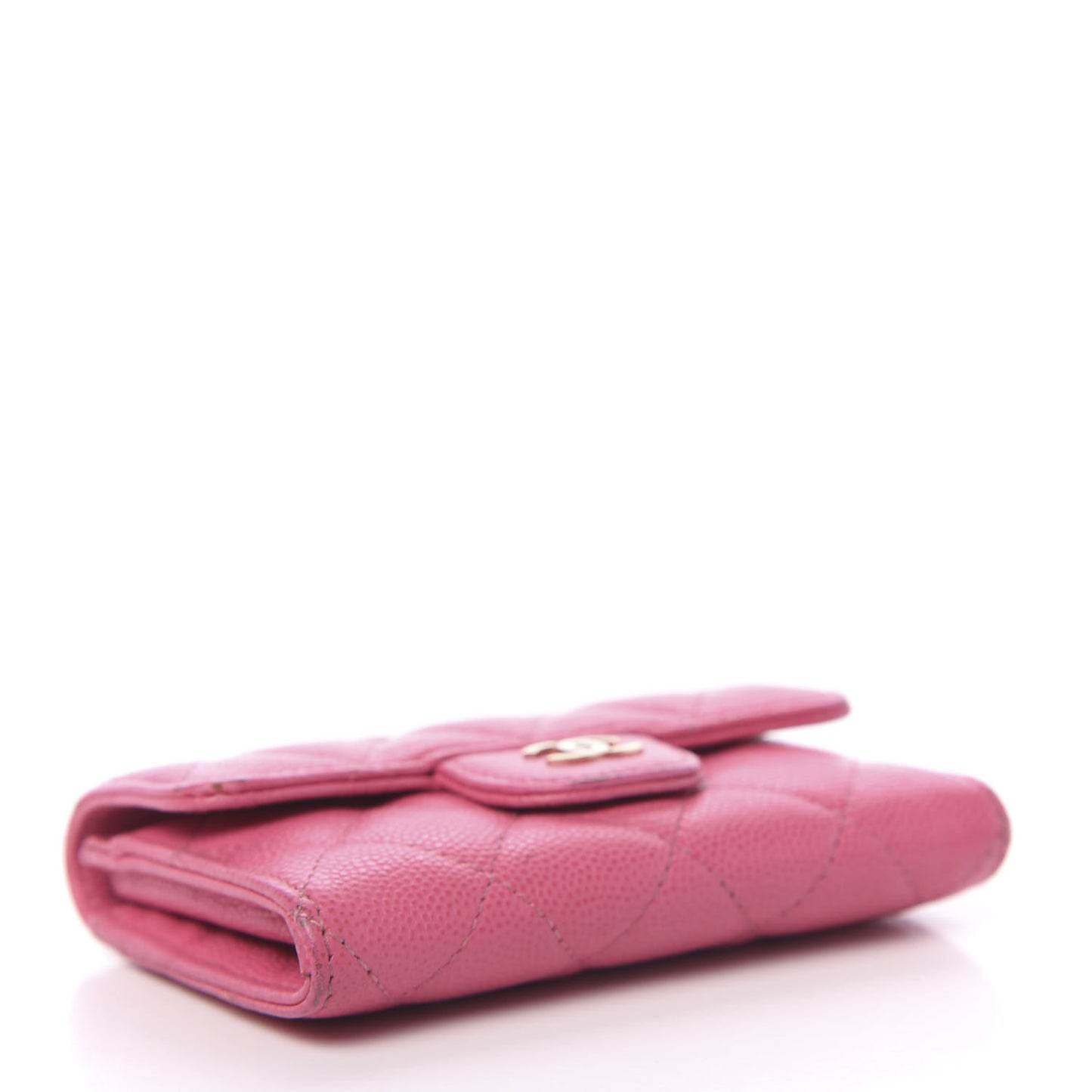 Caviar Quilted Card Flap Holder Pink