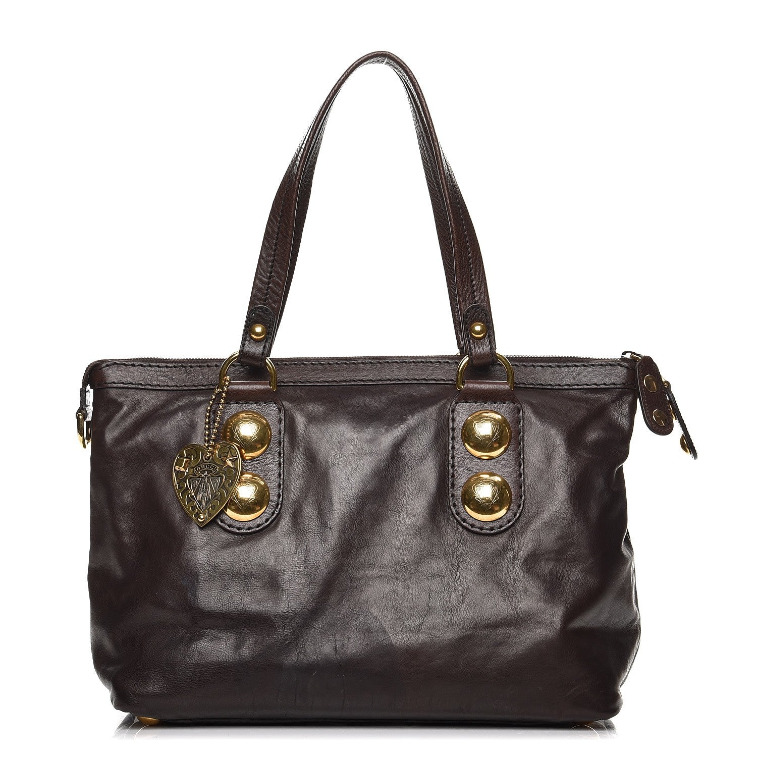 Gucci Calfskin Small Babouska Tote Dark Brown 1 of 10