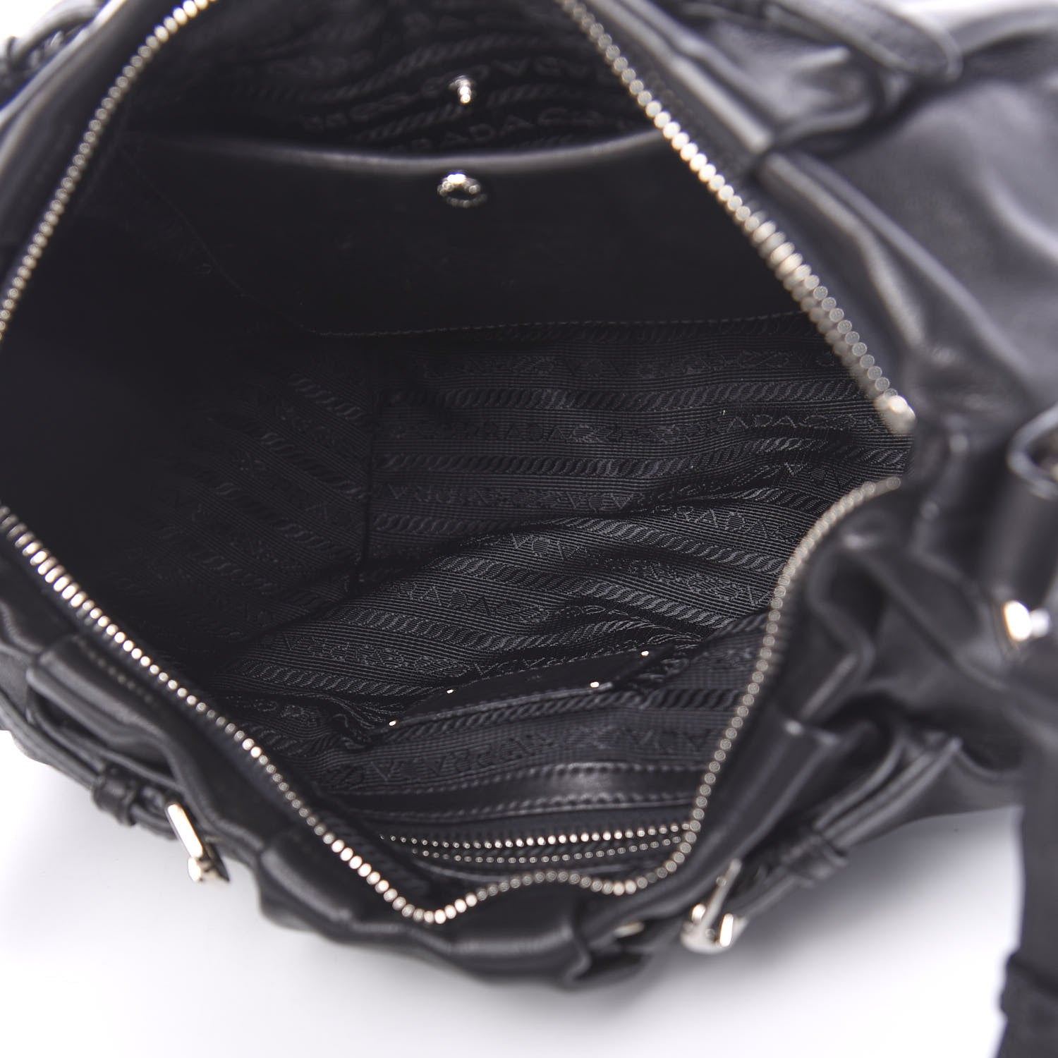 Prada Soft Calfskin Pleated Hobo Black 5 of 11