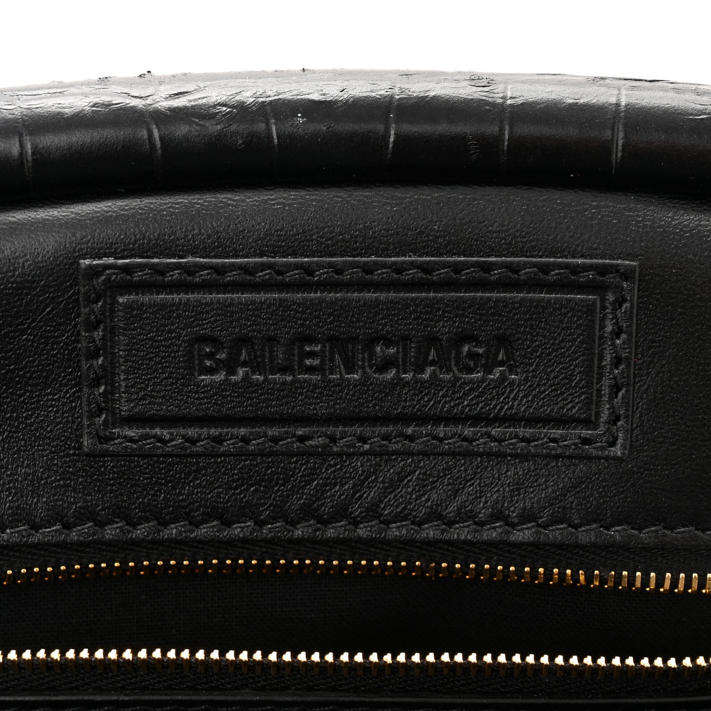 Extra Supple Calfskin Crocodile Embossed Small Editor Bag Black