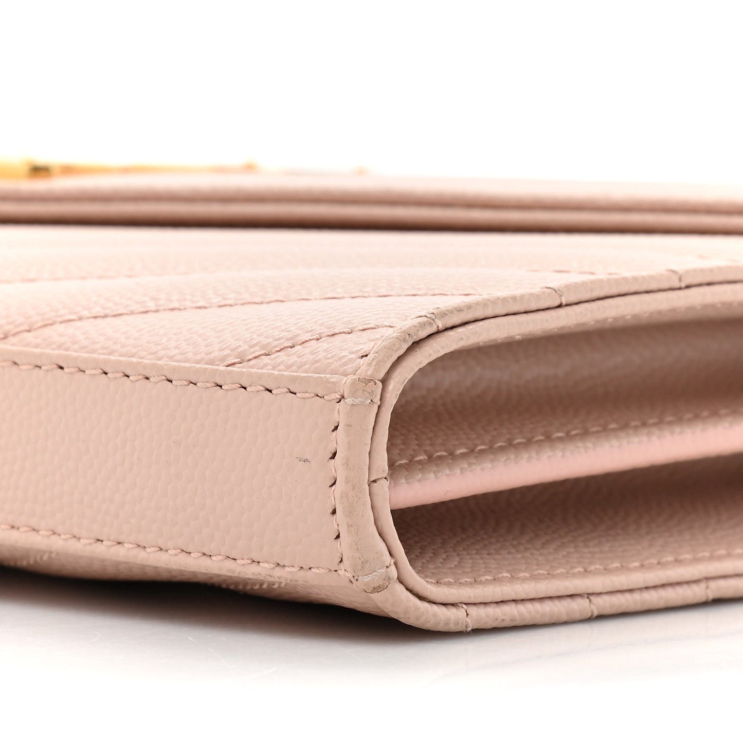 Grain De Poudre Matelasse Chevron Monogram Chain Wallet Pale Pink
