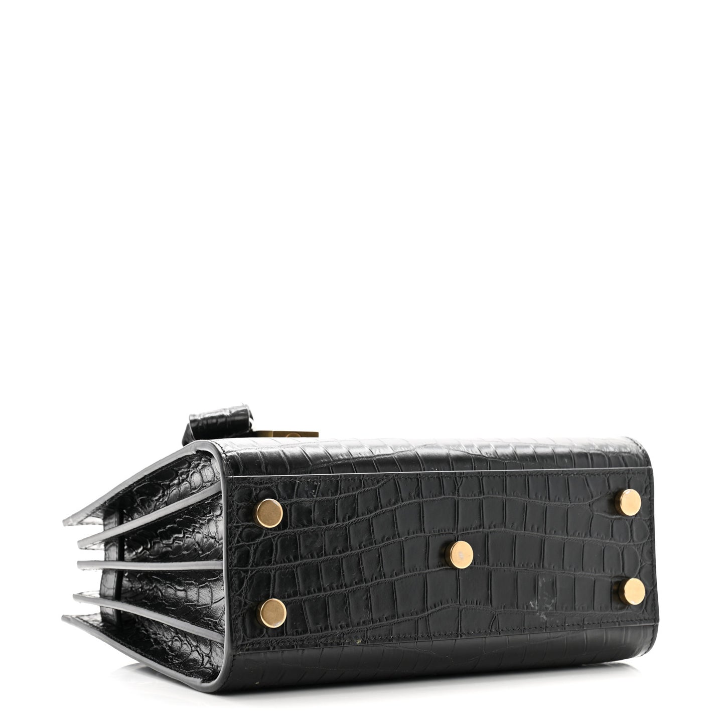 Calfskin Crocodile Embossed Nano Sac De Jour Black