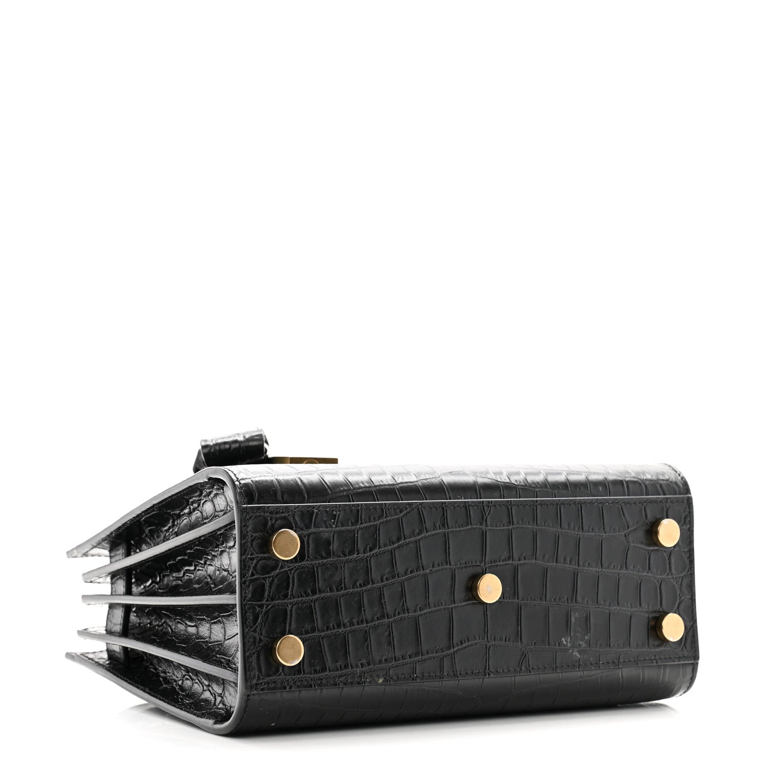 Saint Laurent Calfskin Crocodile Embossed Nano Sac De Jour Black 4 of 14