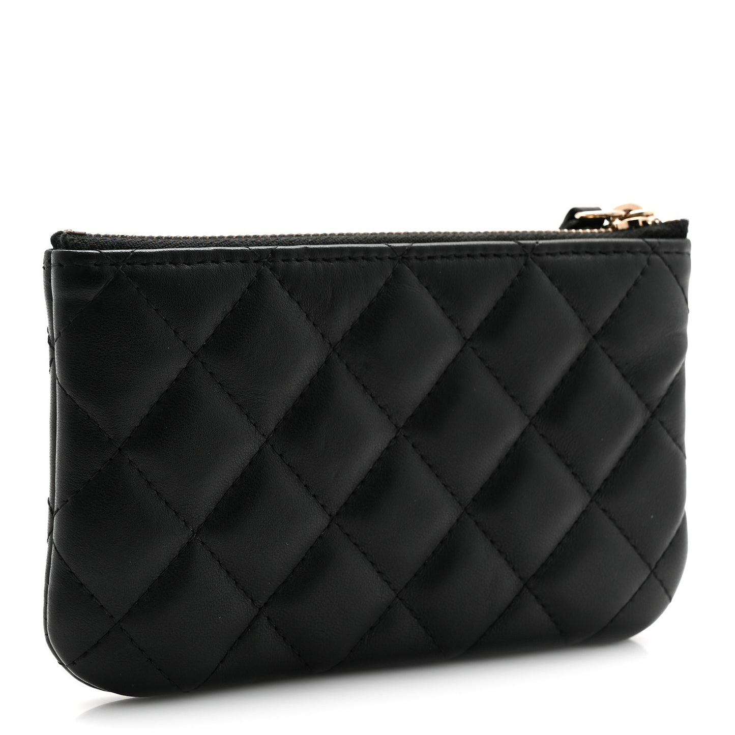 Lambskin Quilted Casino Coin Purse Black