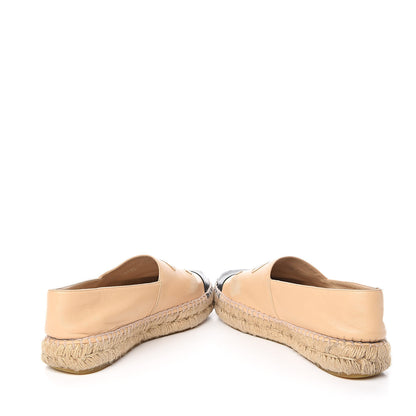 Chanel Lambskin CC Espadrilles 37 Beige Black 5 of 15
