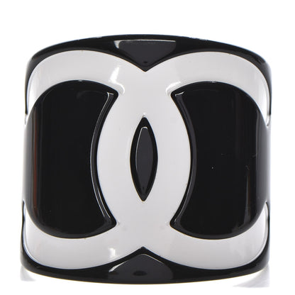 Chanel Resin CC Wide Cuff Black White 1 of 4