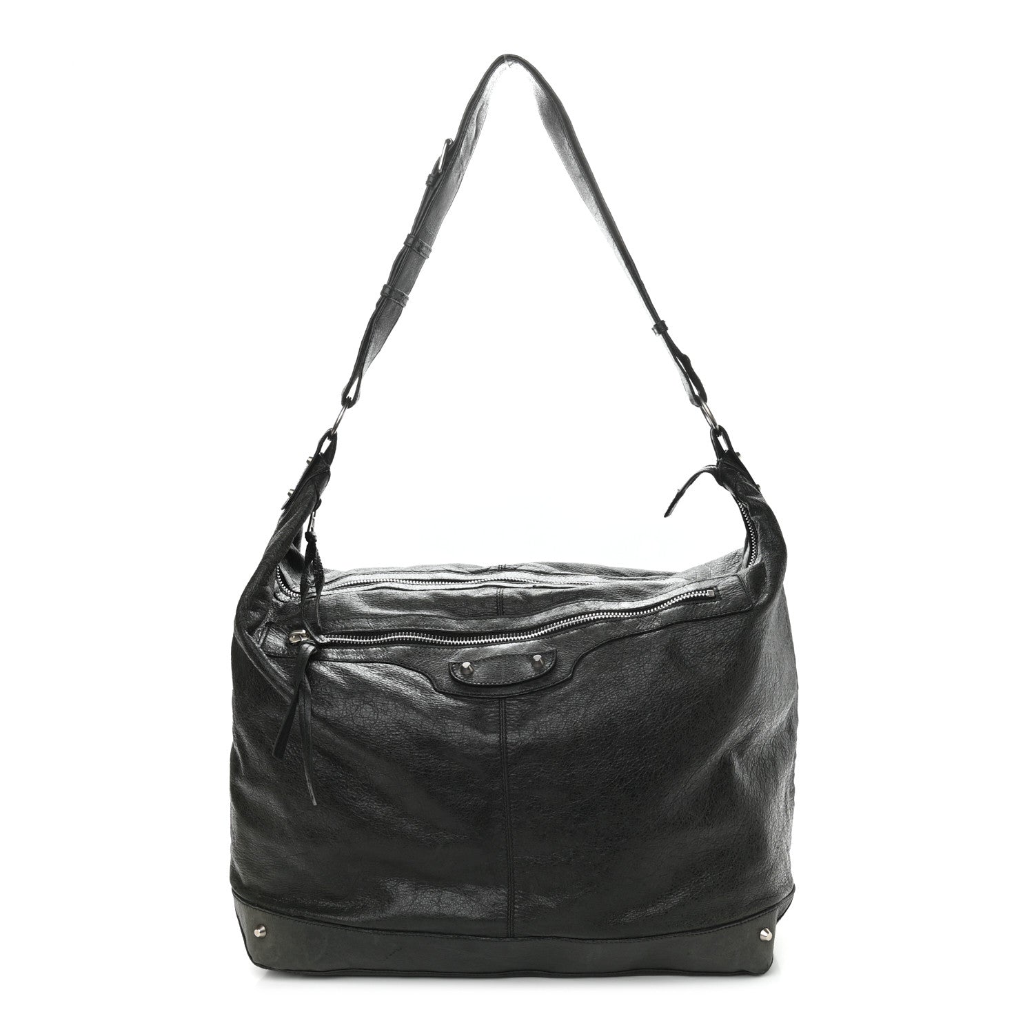 Balenciaga Agneau Classic Silver Hardware Courier XL Hobo Black 1 of 12