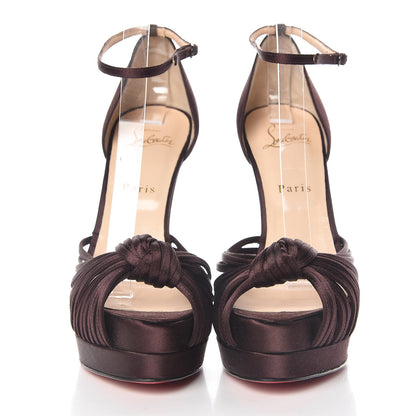 Christian Louboutin Satin Youpla 140 Platform Peep Toe Pumps 39.5 Lie De Vin 2 of 8