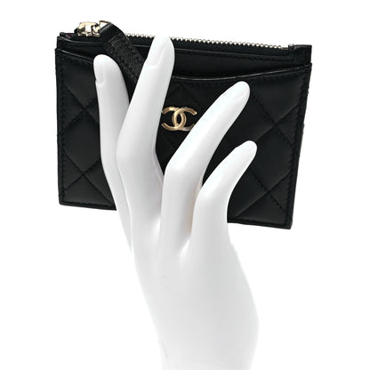 Chanel Lambskin Quilted CC Zip Card Holder Black 2 of 8