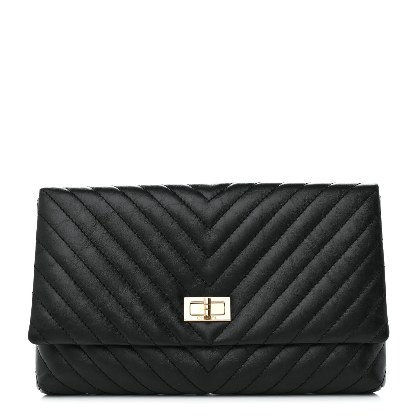 Aged Calfskin Chevron Quilted Reissue 2.55 Clutch Black
