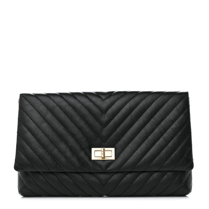 Chanel Aged Calfskin Chevron Quilted Reissue 2.55 Clutch Black 1 of 7