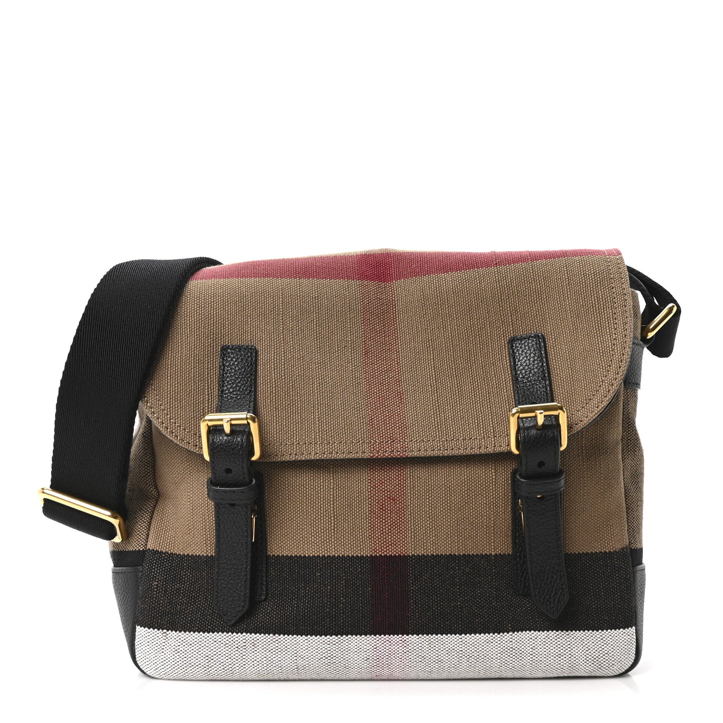 Canvas Mega Check Small Baildon Messenger Bag Black