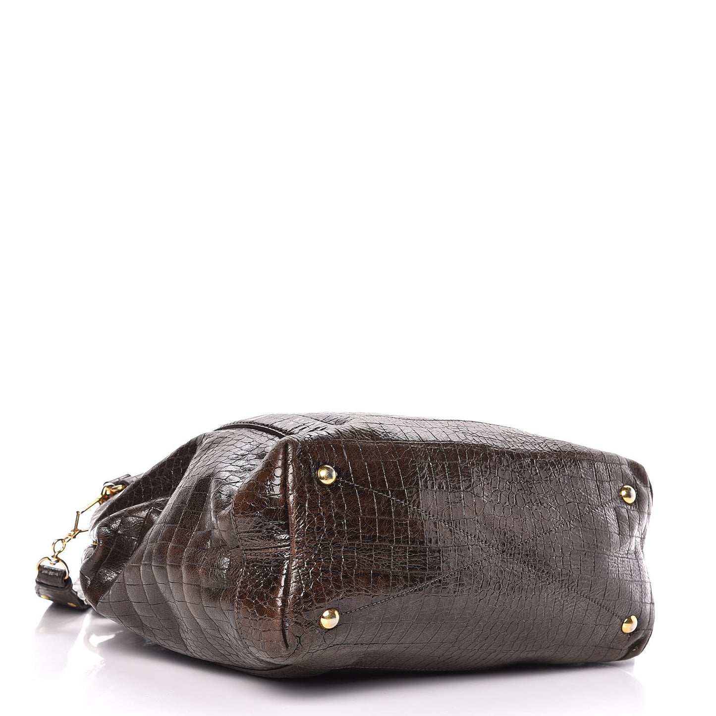 Calfskin Crocodile Embossed St Cocco Shopping Tote Brown