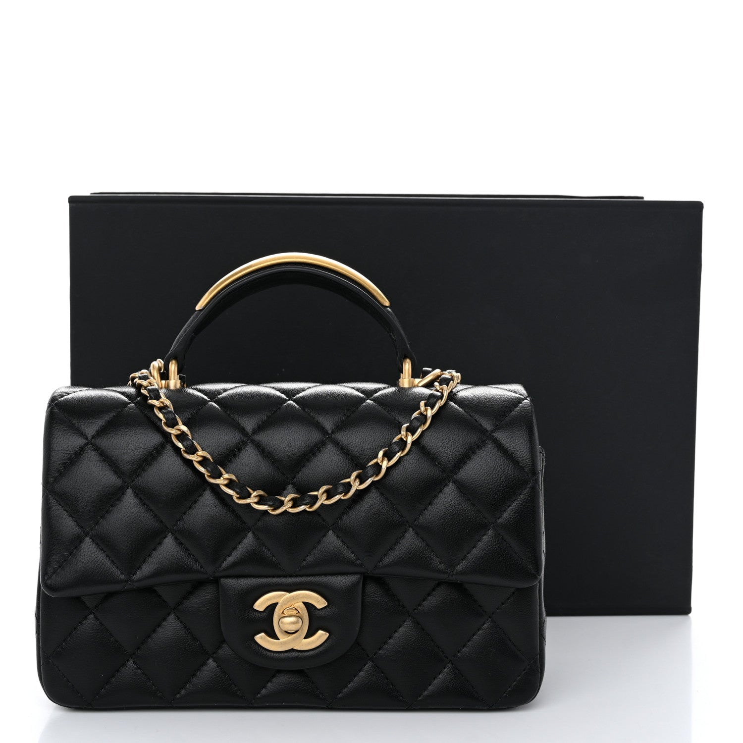Chanel Lambskin Quilted Metal Mini Top Handle Rectangular Flap Black 11 of 11