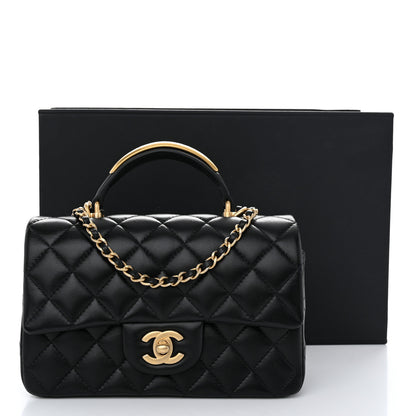 Chanel Lambskin Quilted Metal Mini Top Handle Rectangular Flap Black 11 of 11