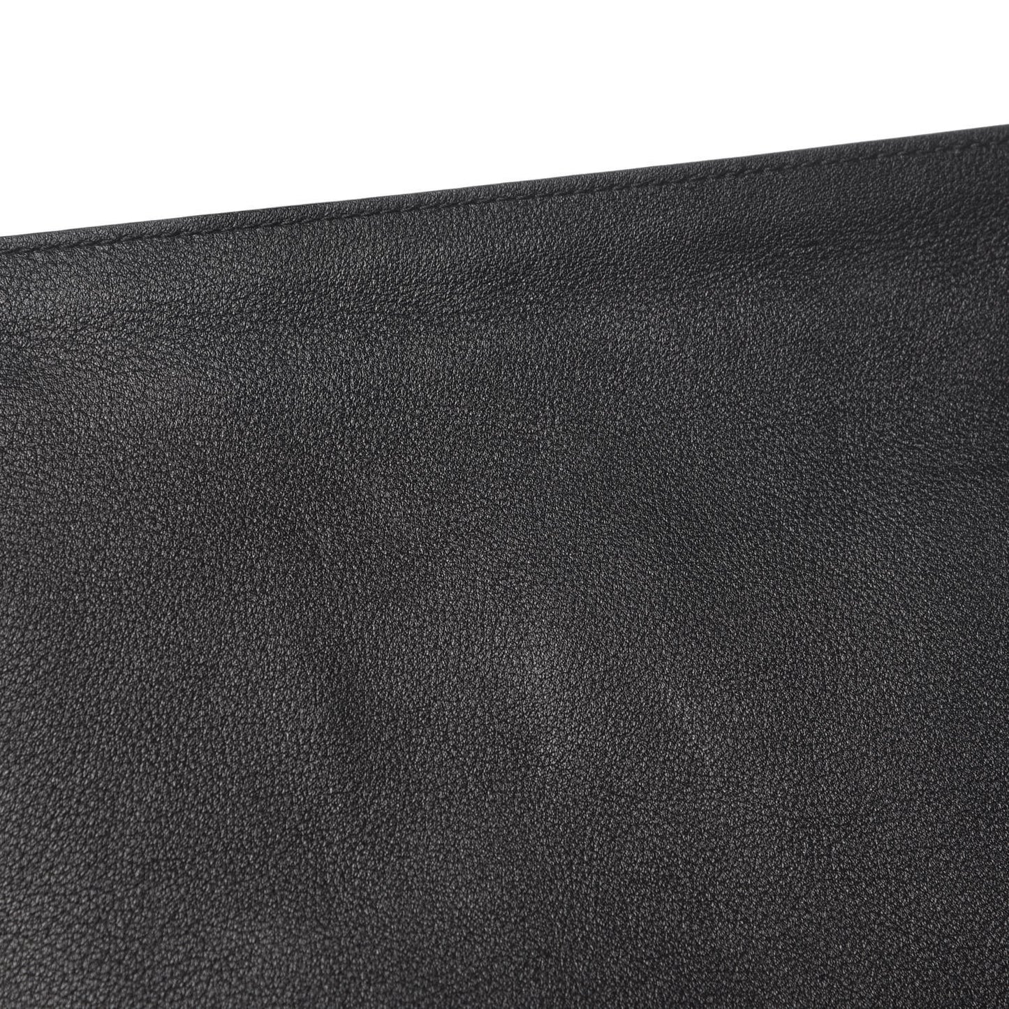 Calfskin See U Later T Pouch Bag Black White