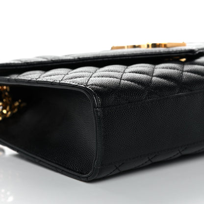 Saint Laurent Grain De Poudre Textured Mixed Matelasse Triquilt Medium Monogram Satchel Black 10 of 13