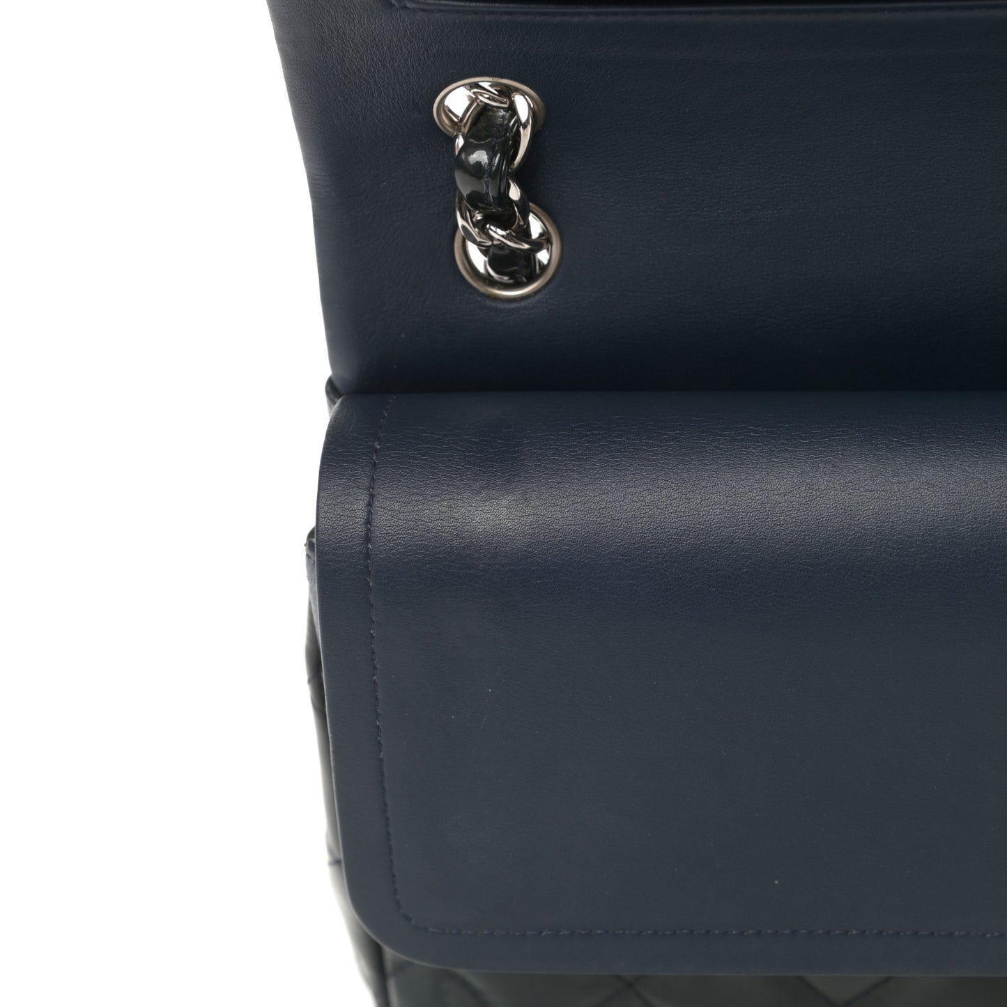 Patent Quilted Jumbo Double Flap Blue