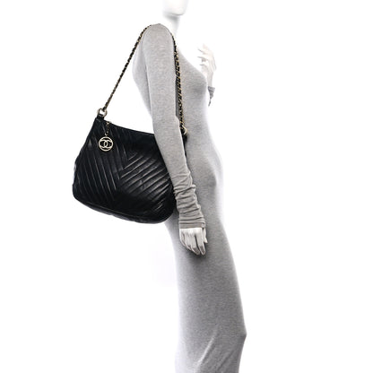 Chanel Lambskin Chevron Quilted Tote Black 2 of 9