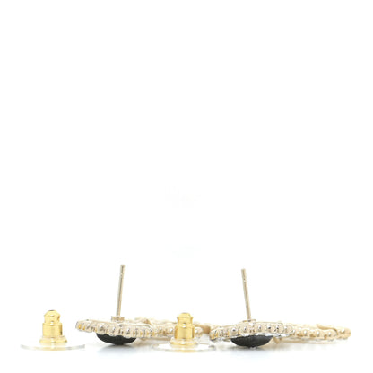 Chanel Crystal CC Drop Earrings Gold Black 3 of 5