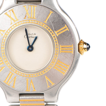 Cartier Stainless Steel 18K Yellow Gold 28mm Must De 21 Watch 8 of 8