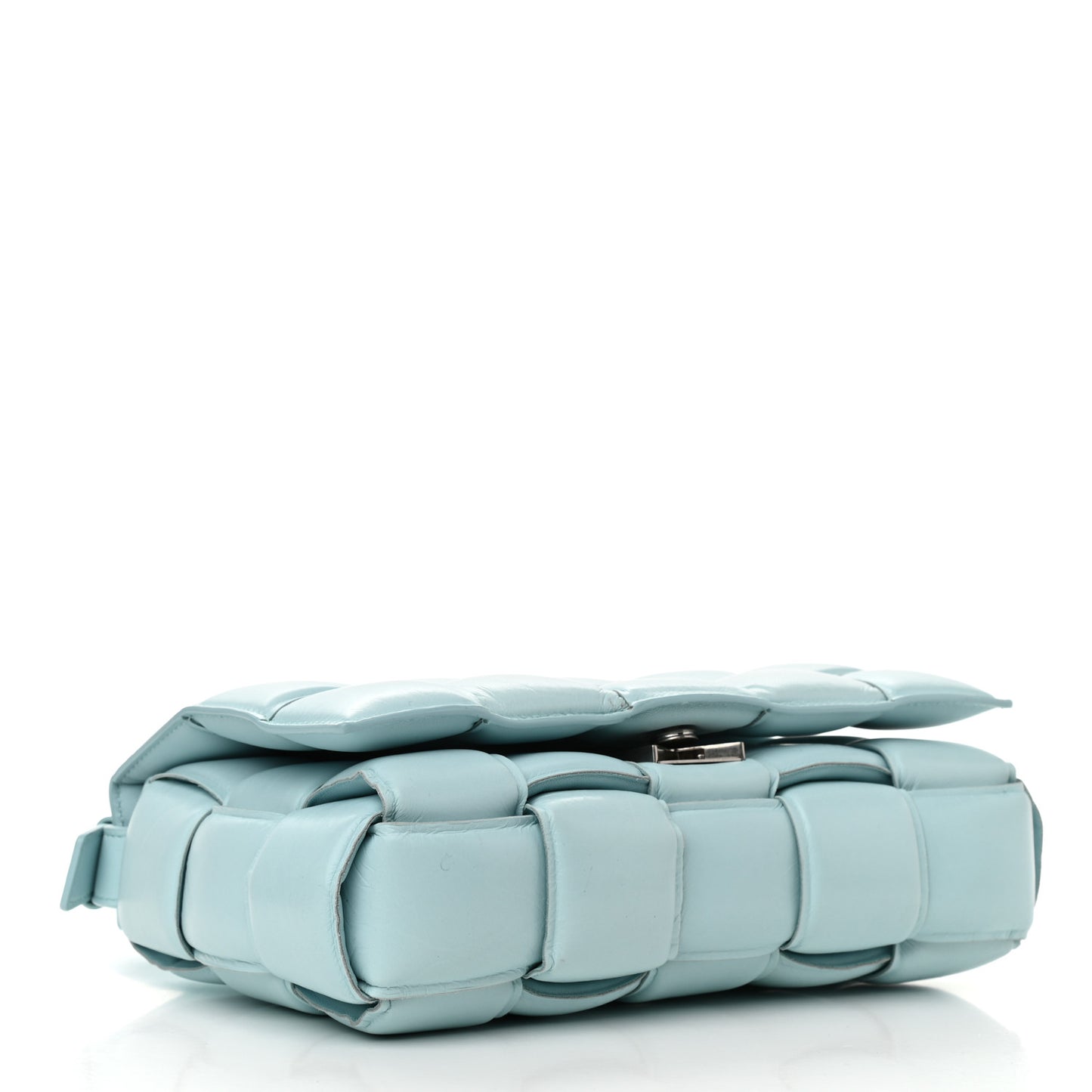 Paper Calfskin Maxi Intreccio Padded Cassette Crossbody Bag Ice