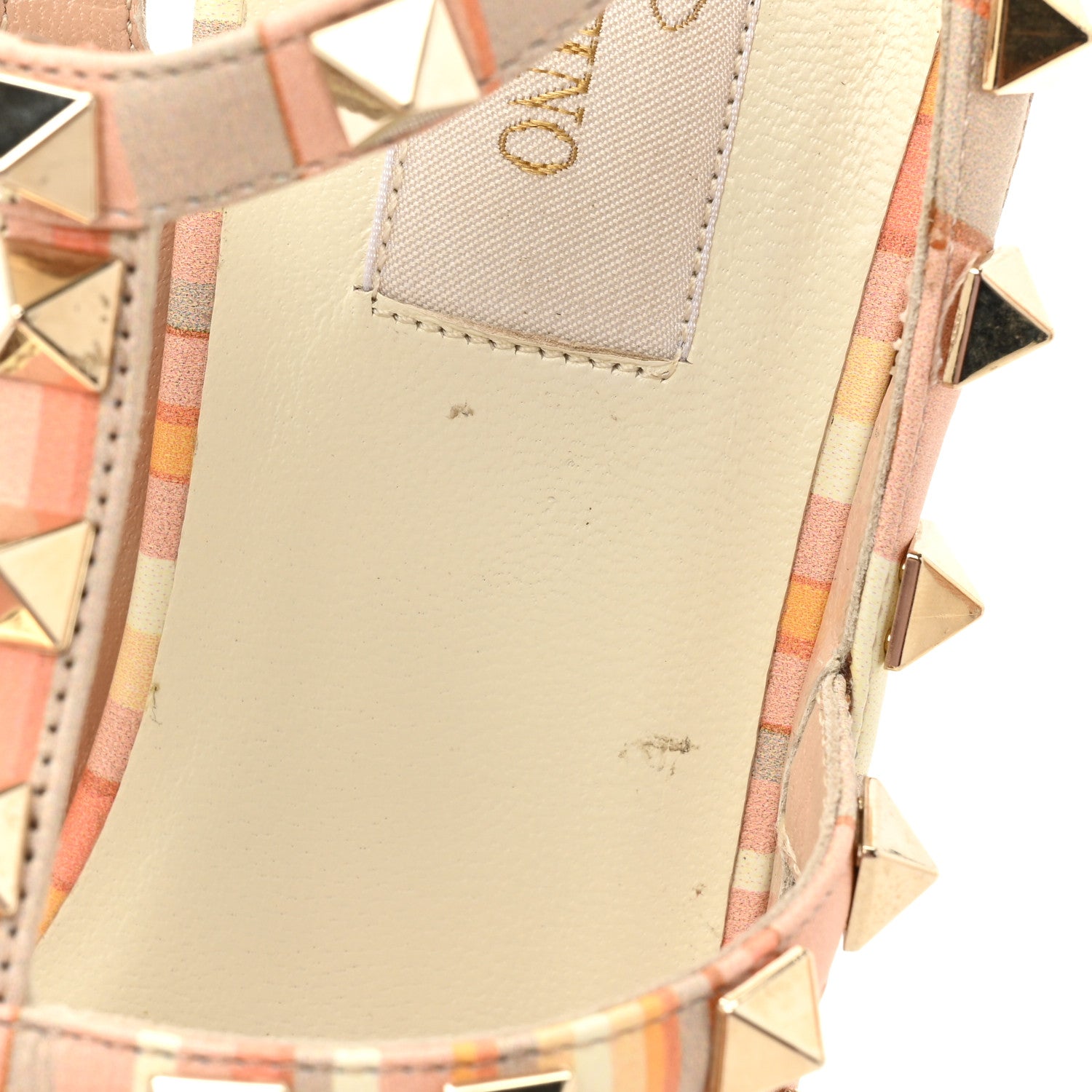 Valentino Garavani Calfskin Rockstud Stripes Ankle Strap 100mm Pumps 38 Orange Multicolor 10 of 11
