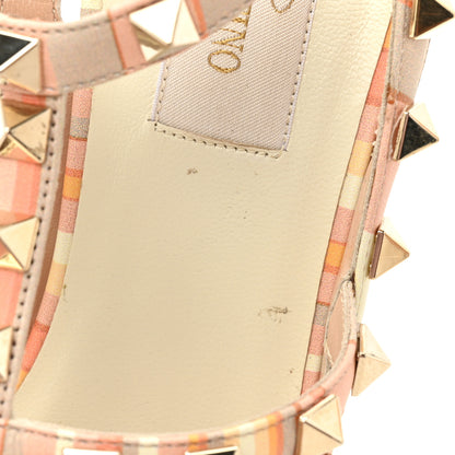 Valentino Garavani Calfskin Rockstud Stripes Ankle Strap 100mm Pumps 38 Orange Multicolor 10 of 11