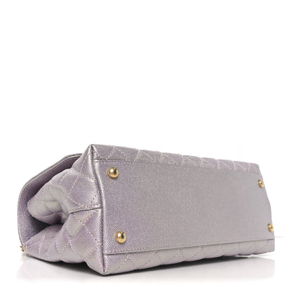 Chanel Metallic Caviar Quilted Small Coco Handle Flap Light Pink 4 of 10