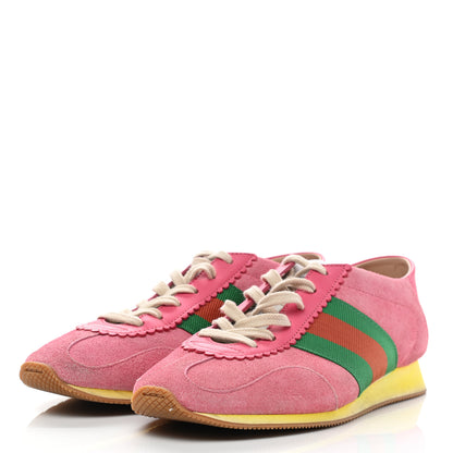 Gucci Suede Web Womens Rocket Sneakers 37 Rhododendron Pink 3 of 12