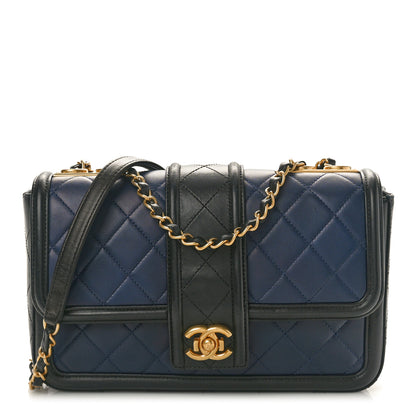 Chanel Lambskin Quilted Medium Elegant CC Flap Navy Black 1 of 10