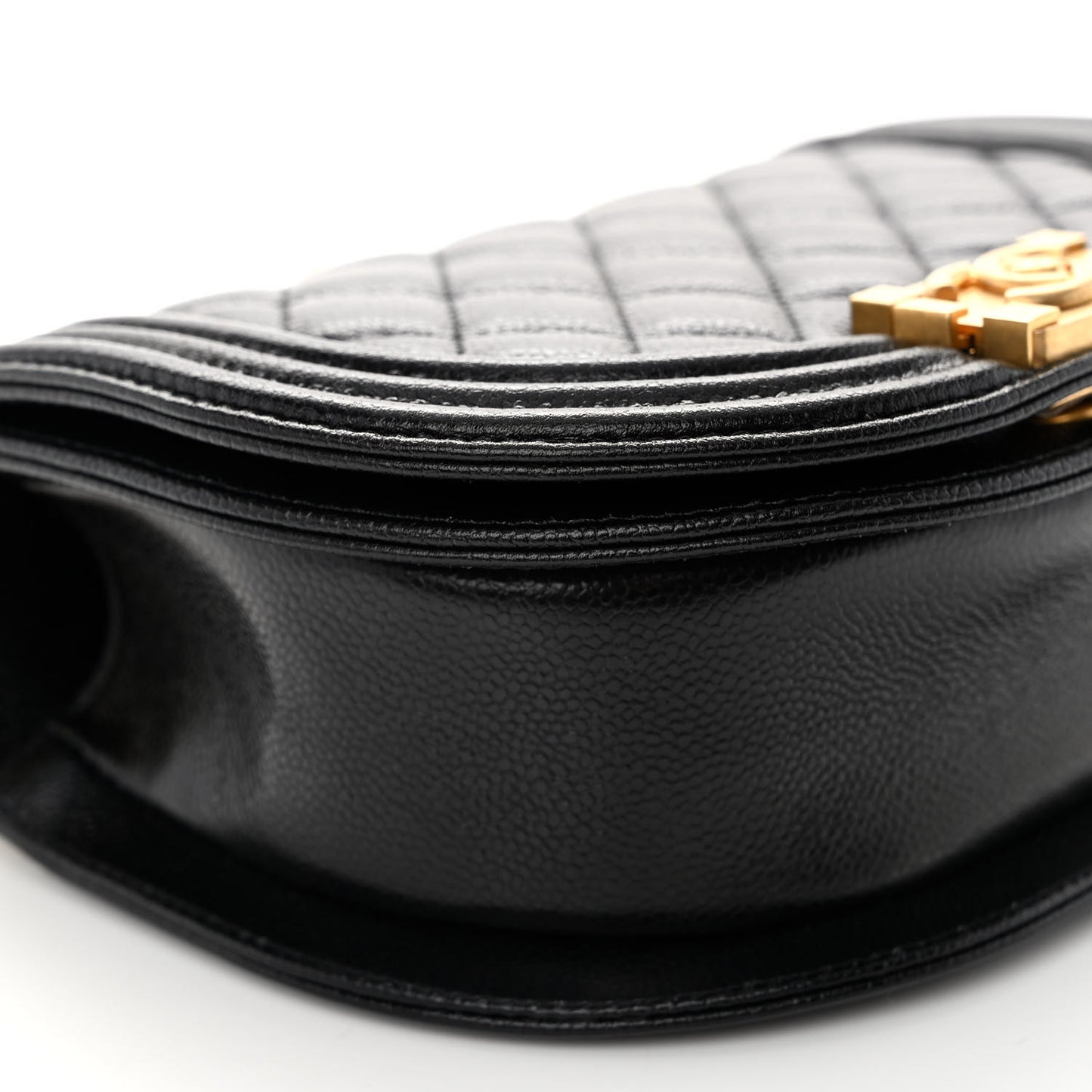 Caviar Quilted Small Boy Messenger Bag Black