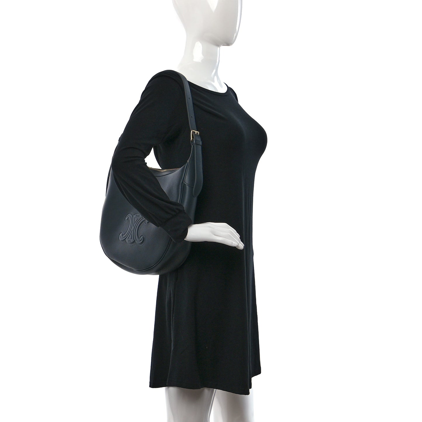 Calfskin Triomphe Heloise Shoulder Bag Slate Grey