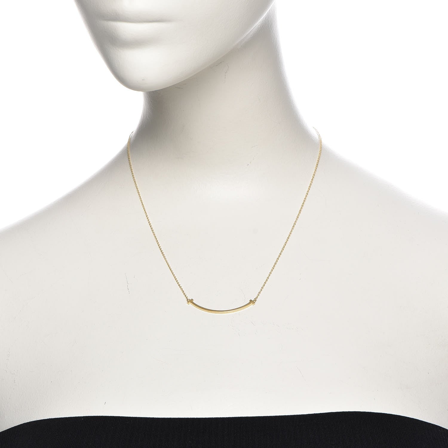 Tiffany 18K Yellow Gold Small T Smile Pendant Necklace 2 of 6