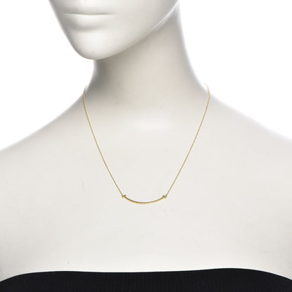 Tiffany 18K Yellow Gold Small T Smile Pendant Necklace 2 of 6