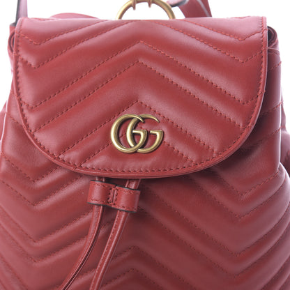 Gucci Calfskin Matelasse GG Marmont Flap Backpack Hibiscus Red 9 of 9
