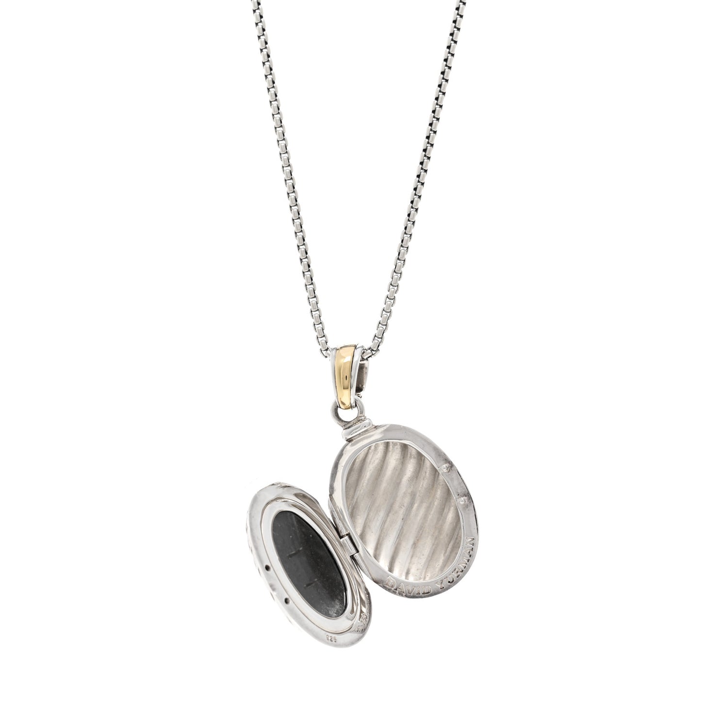 Sterling Silver 18K Yellow Gold Oval Cable Locket Pendant