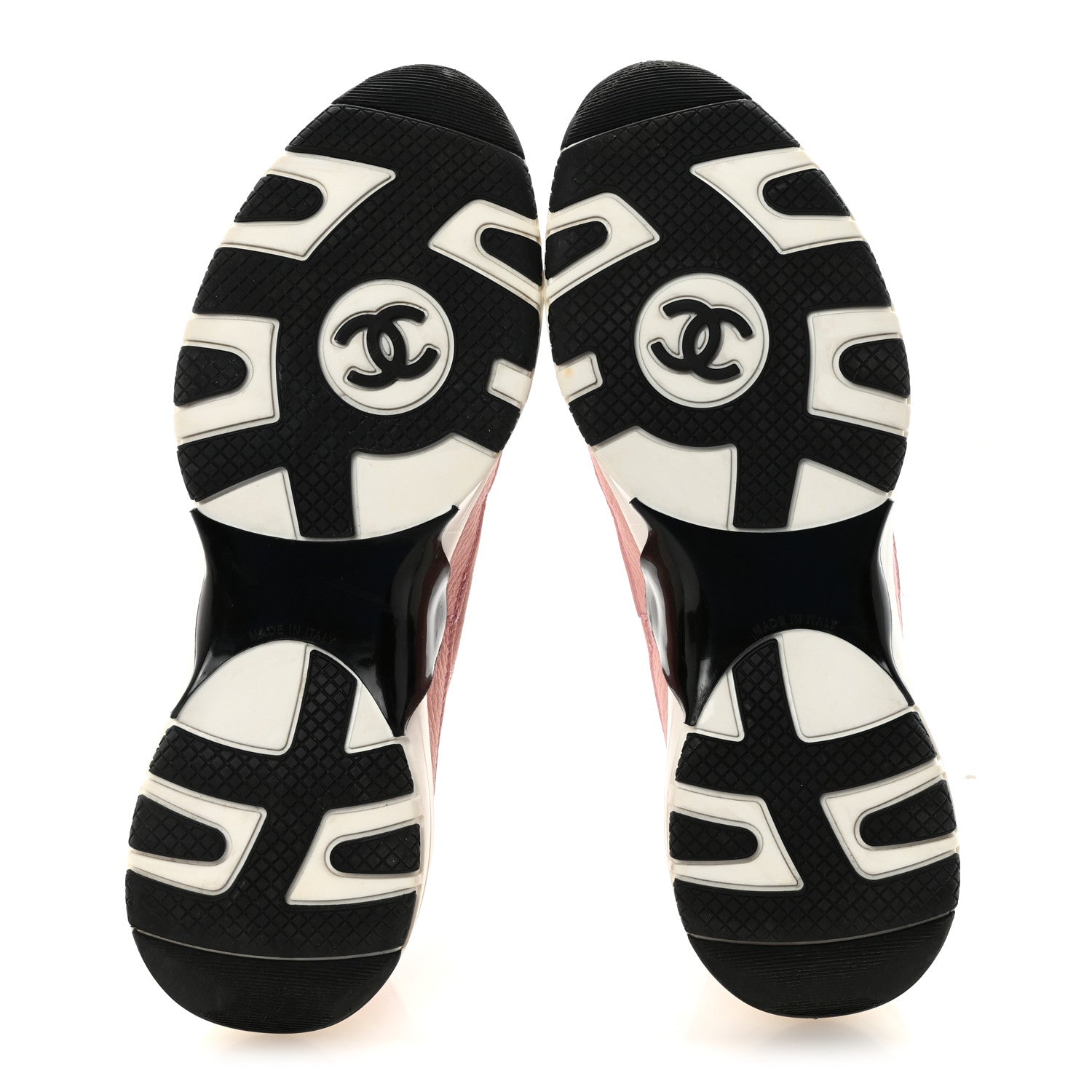 Chanel Suede Calfskin Grosgrain Womens CC Sneakers 39.5 Light Pink Black 6 of 10