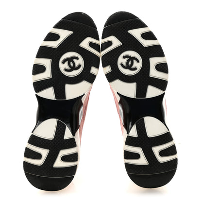 Chanel Suede Calfskin Grosgrain Womens CC Sneakers 39.5 Light Pink Black 6 of 10