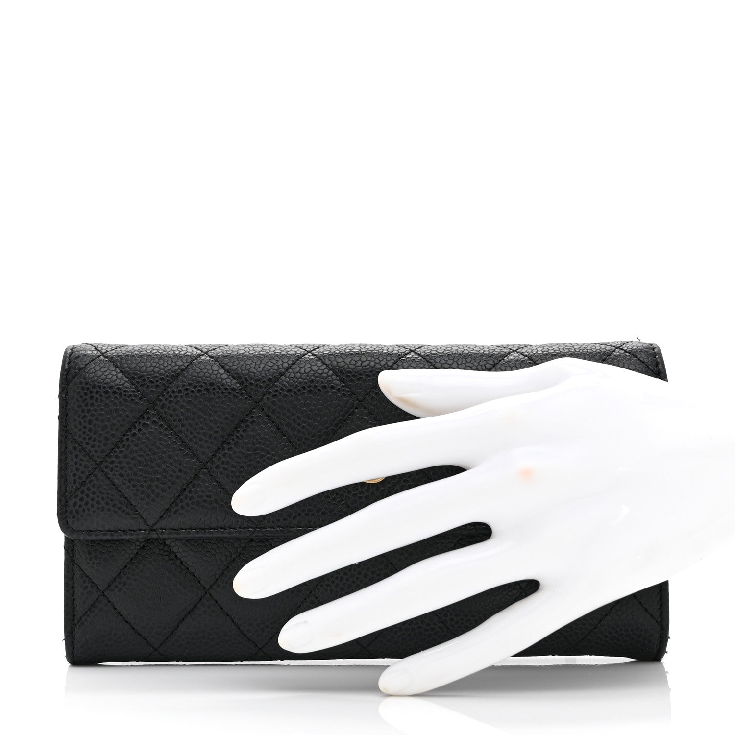 Chanel Caviar Quilted Large Gusset Flap Wallet Black 2 of 10