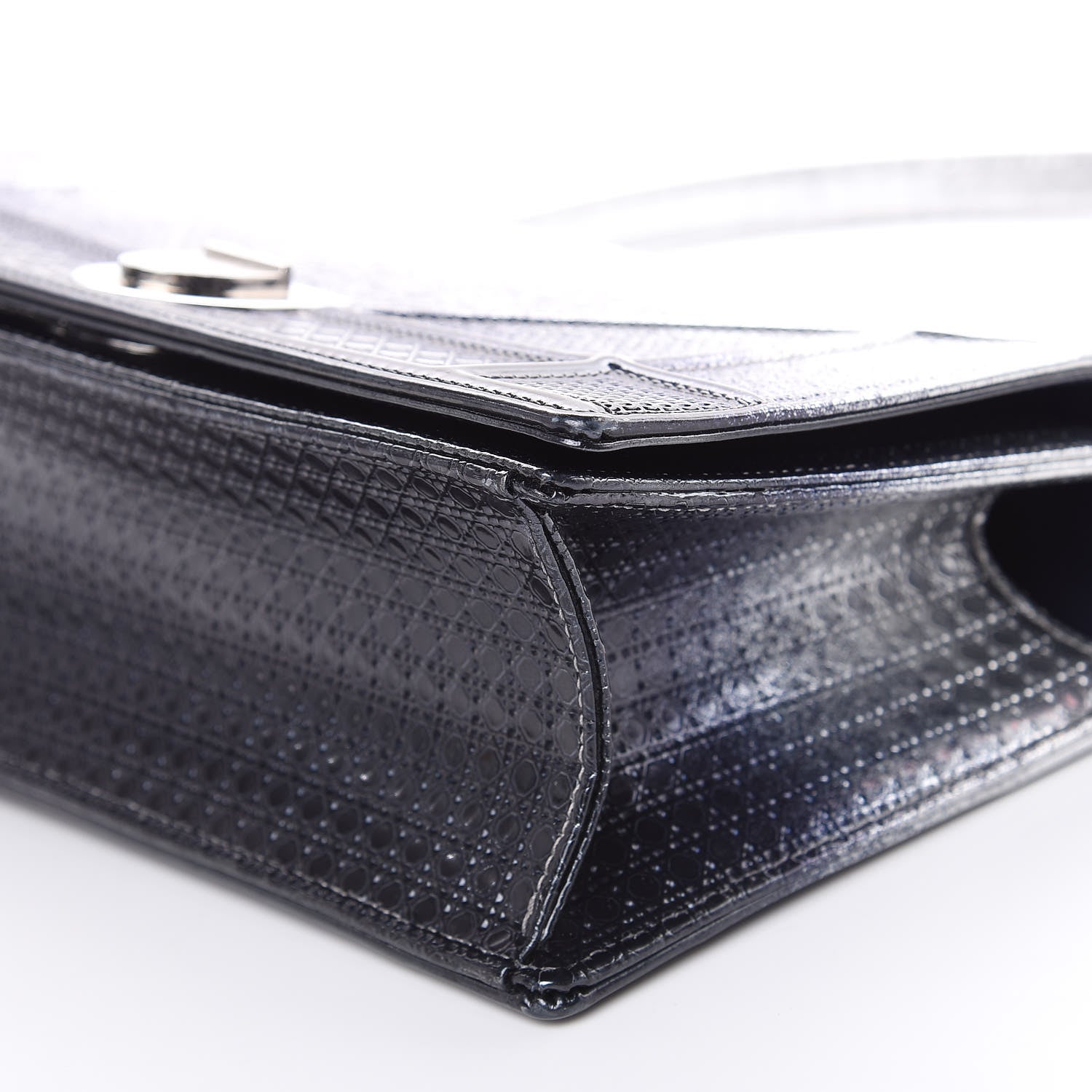 Christian Dior Metallic Patent Micro-Cannage Gradient Medium Diorama Flap Bag Silver Blue 8 of 12